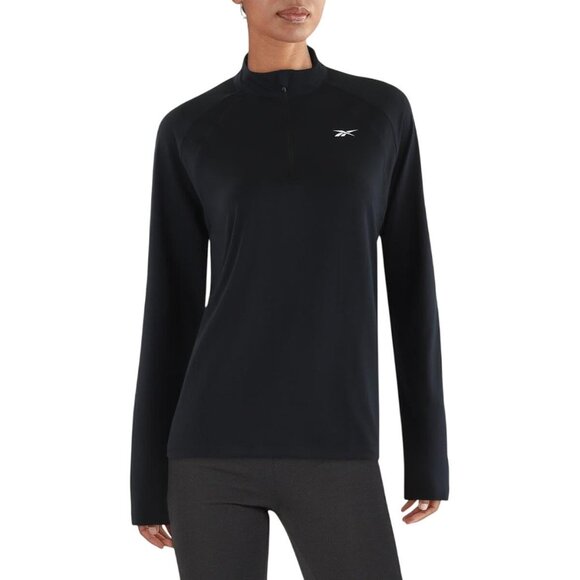 NWT Reebok Women's Identity Performance 1/4 Pullover Top 100202714 Black L - Picture 1 of 5